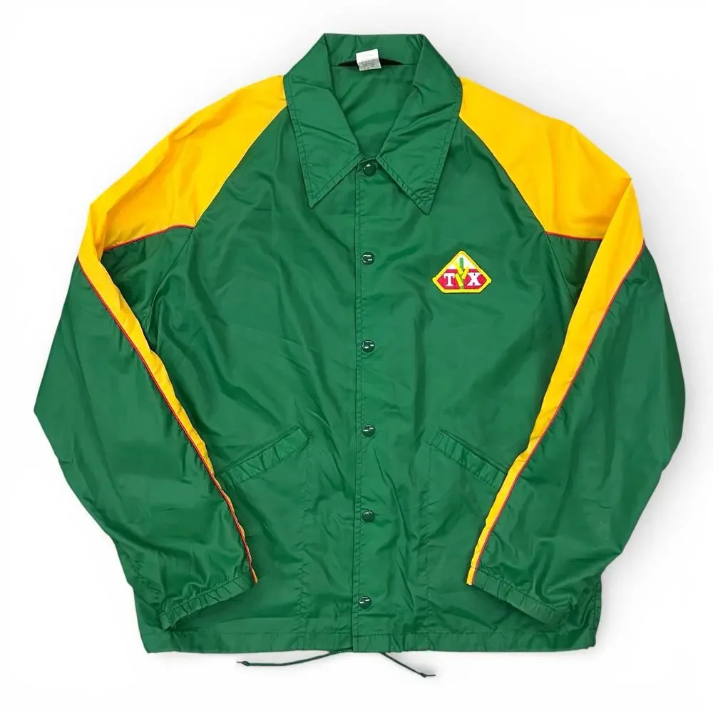 True Vintage Swingster TX Trojan Seed Corn Jacket Windbreaker Coaches Snap Up L